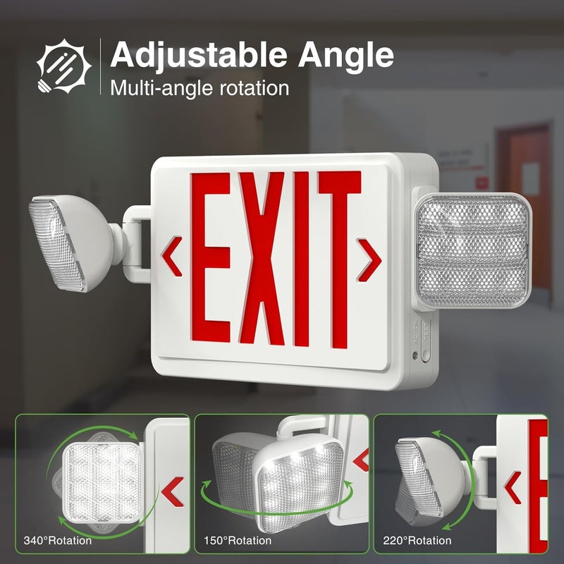 FREELICHT 2 Pack LED Exit Sign with Emergency Lights, Adjustable LED Emergency Exit Lights with Battery Backup, Easy To Install, UL Certified, AC 120/277V - Image 5